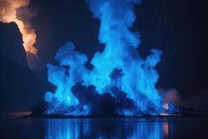 Blau Flammen auf ein schwarz Hintergrund foto