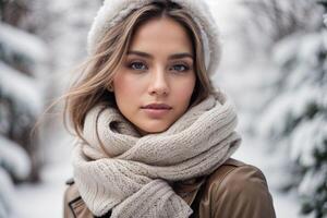 schön Frau im Winter Mode Stil foto