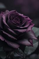 ein schwarz Rose mit lila Blütenblätter foto