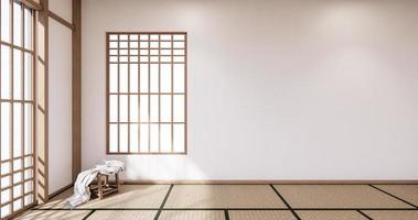 japanische Innenarchitektur, modernes Wohnzimmer. 3D-Darstellung, 3D-Rendering foto