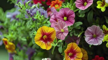 beschwingt Blumen Blühen im Garten, Einweichen oben das Sommer- Sonnenschein foto