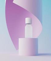 minimaler Hintergrund für kosmetisches Branding und Verpackungspräsentation. Pastellfarben inszenieren. 3D-Darstellung. foto