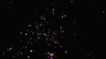 Bunte Regenbogen-Konfetti funkeln abstrakte Textur-Overlays glitzernde goldene Partikel auf Schwarz. foto