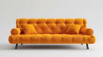 3d eben Karikatur Stil wie Sofa Bett isoliert auf Weiß Hintergrund Konzept wie ein modern Sofa Bett isoliert auf ein Weiß Hintergrund symbolisieren Zuhause Komfort Funktionalität und Stil. Ideal f foto