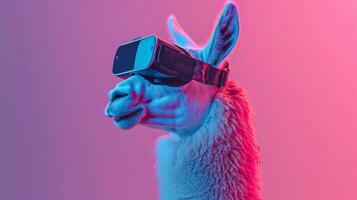 Lama mit 3d vr Brille auf das isoliert Hintergrund foto