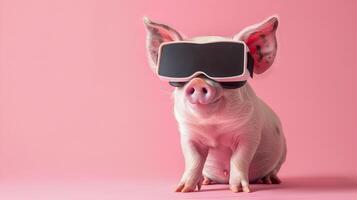 Schwein mit 3d vr Brille auf das isoliert Hintergrund foto