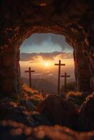 Christus ist auferstanden, das Grab von Jesus, Ostern Landschaft foto