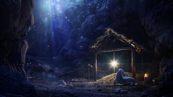 das Messias war geboren, das Krippe mit Jesus Landschaft foto