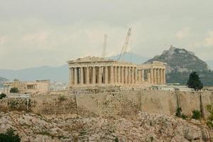 Restaurierung des Parthenons auf der Akropolis in Athen, Griechenland foto