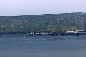 See Kinneret. das Sees Küste ist das am niedrigsten Landmasse auf Erde foto