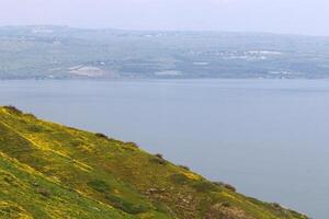 See Kinneret. das Sees Küste ist das am niedrigsten Landmasse auf Erde foto