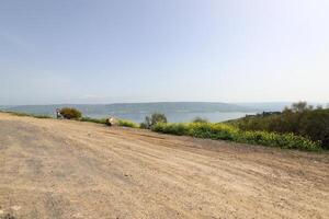 See Kinneret. das Sees Küste ist das am niedrigsten Landmasse auf Erde foto