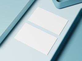 sauber minimal Geschäft Karte Attrappe, Lehrmodell, Simulation mit das Tablett auf Pastell- Sanft Hintergrund foto