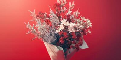 rot Blume Strauß Anordnung Geschenk, ai foto