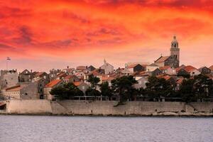 befestigt alt Stadt, Dorf von korcula foto