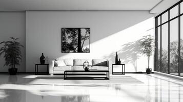 schwarz und Weiß Wohnung Zimmer Luxus Raum, ai foto