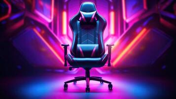 Spielen Stuhl mit Neon- Beleuchtung, ai foto