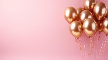 Rosa und Gold Luftballons zum Party und Feier, ai foto