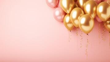 Rosa und Gold Luftballons zum Party und Feier, ai foto