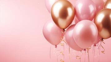 Rosa und Gold Luftballons zum Party und Feier, ai foto