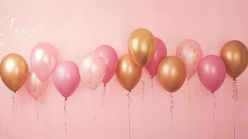 Rosa und Gold Luftballons zum Party und Feier, ai foto