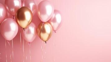 Rosa und Gold Luftballons zum Party und Feier, ai foto