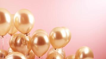 Rosa und Gold Luftballons zum Party und Feier, ai foto