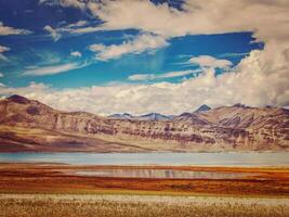 Salz- See tso Kar im Himalaya. Ladakh, Indien foto