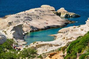 berühmt sarakiniko Strand auf milos Insel im Griechenland foto