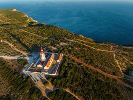 Leuchtturm auf cabo espichel Kap espichel auf atlantisch Ozean foto