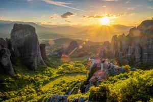 Sonnenuntergang Über Klöster von Meteora foto