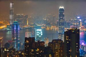 Hong kong Wolkenkratzer Horizont Stadtbild Aussicht foto