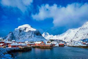 ein Dorf auf Lofoten Inseln, Norwegen foto