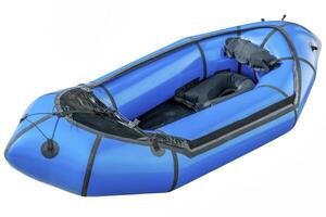 Blau Packraft isoliert foto