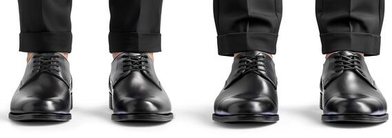schwarz Leder Herren Kleid Schuhe mit glänzend Fertig zum ein anspruchsvoll Fachmann aussehen foto