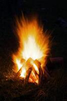 ein klein Lagerfeuer gebaut draußen zum Menschen zu sitzen um foto