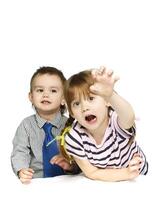 Bruder und Schwester im das Studio foto