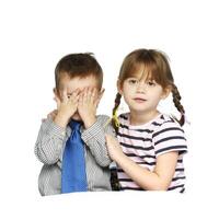 Bruder und Schwester im das Studio foto