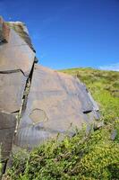 Petroglyphen innerhalb das archäologisch Landschaft von tamgaly. Almatie Bereich, Kasachstan foto