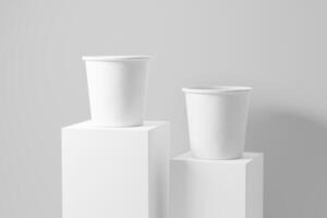 4 Unzen Papier Tasse zum Tee Kaffee Weiß leer 3d Rendern Attrappe, Lehrmodell, Simulation foto