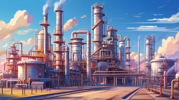 petrochemisch industriell Pflanze oder Öl Raffinerie Raffinerie, generativ ai foto