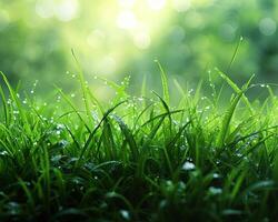 frisch Frühling Gras mit Morgen Tau foto