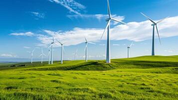 Windmühle auf Grün Bauernhof mit hell Himmel foto