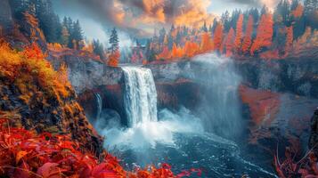 Herbst Wasserfall Hintergrund foto