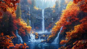 Herbst Wasserfall Hintergrund hd Hintergrund foto