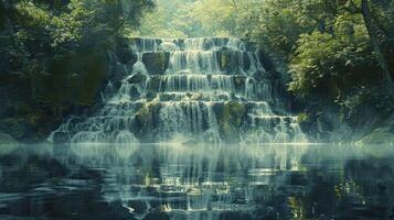 ein Wasserfall im das Urwald mit Wasser fließend Über es foto