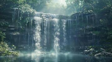 ein Wasserfall im das Mitte von ein Wald foto