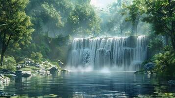 ein Wasserfall im das Mitte von ein Wald foto