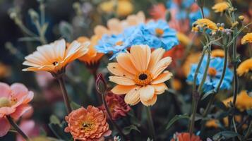beschwingt Blumen Blühen im Garten, Einweichen oben das Sommer- Sonnenschein foto