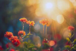 beschwingt Blumen Blühen im Garten, Einweichen oben das Sommer- Sonnenschein foto